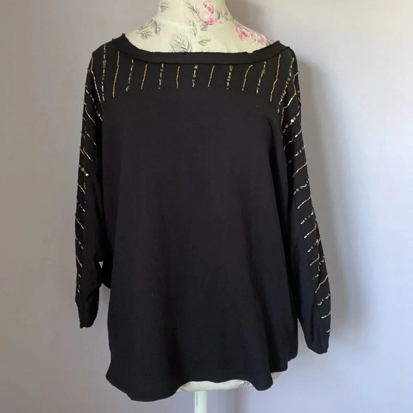 Ella moss black top with beaded detail size medium - Picture 1 of 12